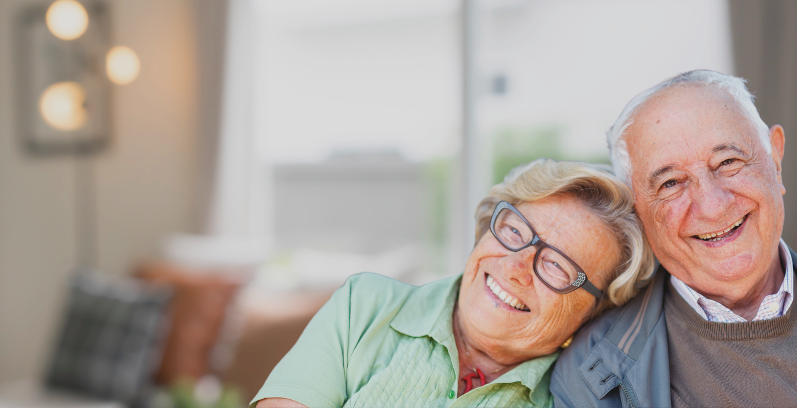 happy older couple aging at home