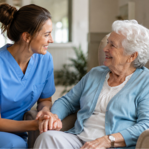 Square Images for Home Page 500 x 500 (2) home health aide laughing with senior client