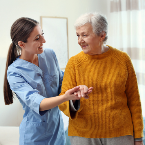 Square Images for Home Page 500 x 500 (6) home care assistant helping Parkinson's client